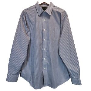 Lauren Ralph Lauren Mens Shirt Non-Iron Classic Fit Casual 16-34/35" Blue White
